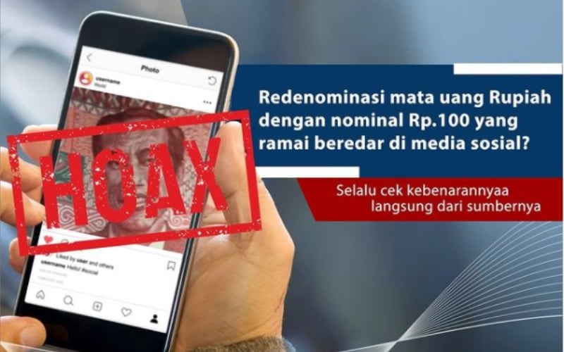  Lewat Instagram, BI Tegaskan Uang Redenominasi Nominal Rp100 yang Viral, Hoax!