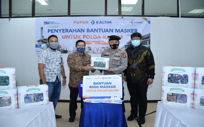  Pupuk Kaltim Pro Active Covid-19, Salurkan 4.000 Masker ke Polda Kaltim