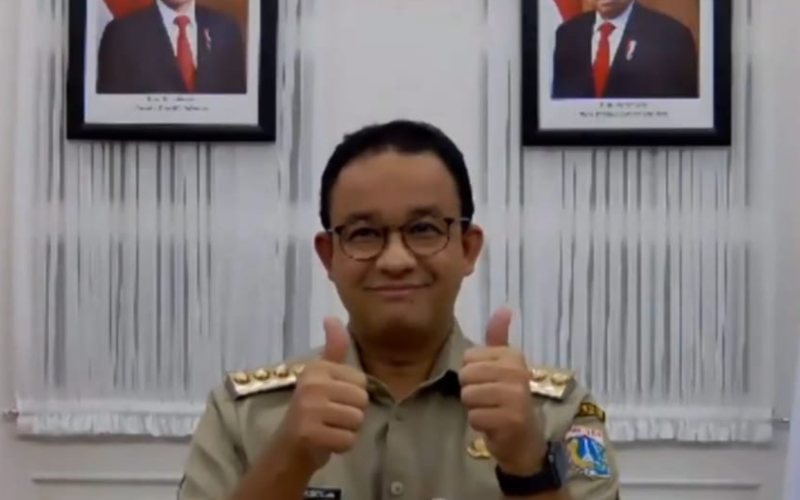 Gubernur DKI Jakarta Anies Baswedan tengah berpose dalam acara Webinar Penanganan Covid-19 di DKI Jakarta pada Selasa (24/11/2020) - JIBI/Nyoman Ary Wahyudi