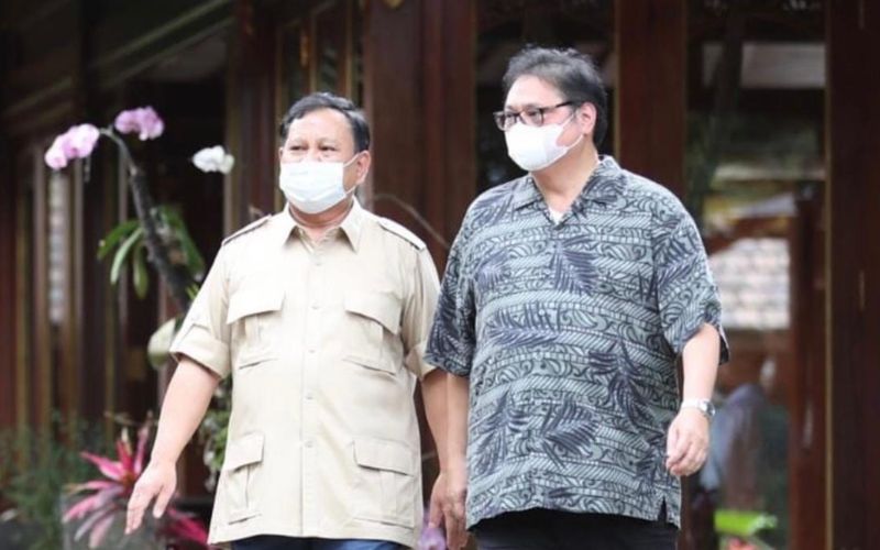 Ketua Umum Partai GolkarAirlanggaHartarto bertemu Ketua Umum Partai Gerindra Prabowo Subianto di Hambalang, Bogor, Jawa Barat pada Sabtu (13/3/2021) - Instagram