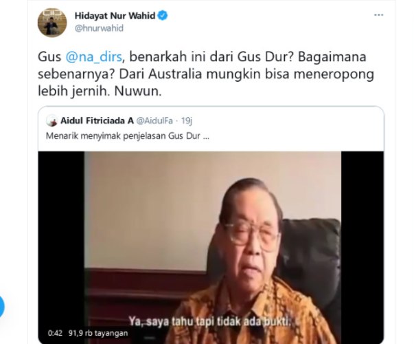  Wawancara Gus Dur Soal Bom Kembali Viral di Twitter, Apa Isinya?