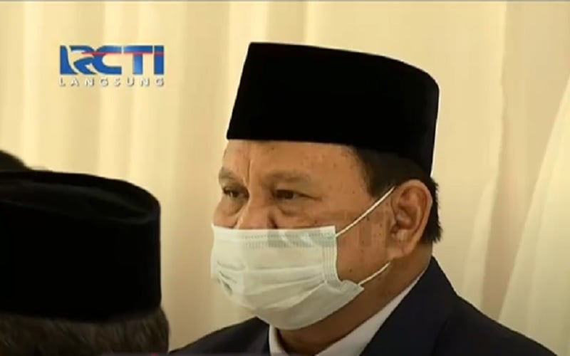 Menteri Pertahanan Prabowo hadir di pernikahan Aurel Hermansyah dan Atta Halilintar, Sabtu (3/4/2021)./Istimewa