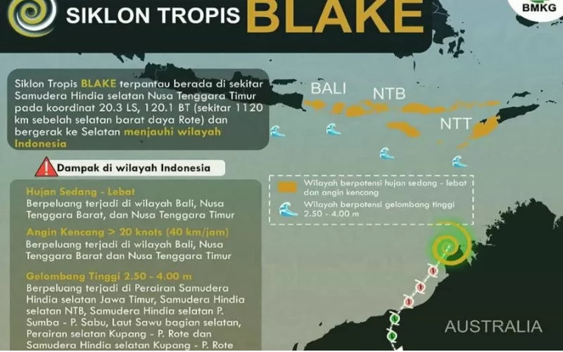 Peringatan Dini BMKG : Siklon Tropis di Wilayah Indonesia Pukul 01.00 WIB
