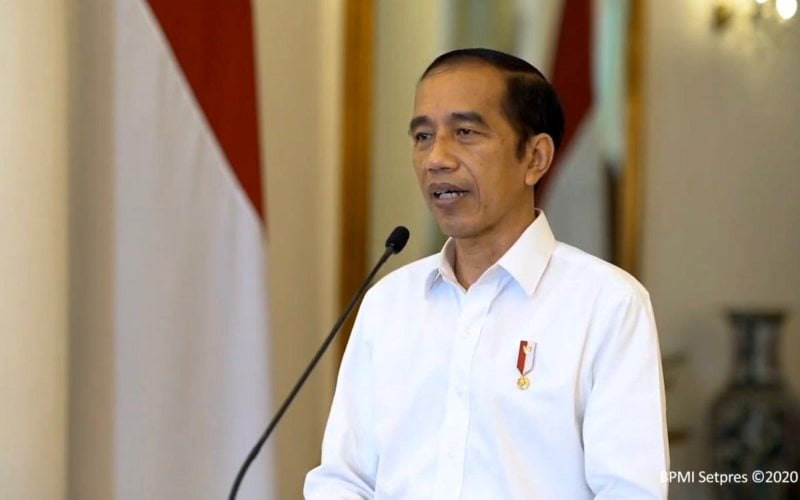 Presiden Joko Widodo menyampaikan keterangan pers terkait Undang-Undang Cipta Kerja di Istana Bogor, Jawa Barat, Jumat (9/10) / Youtube Setpres