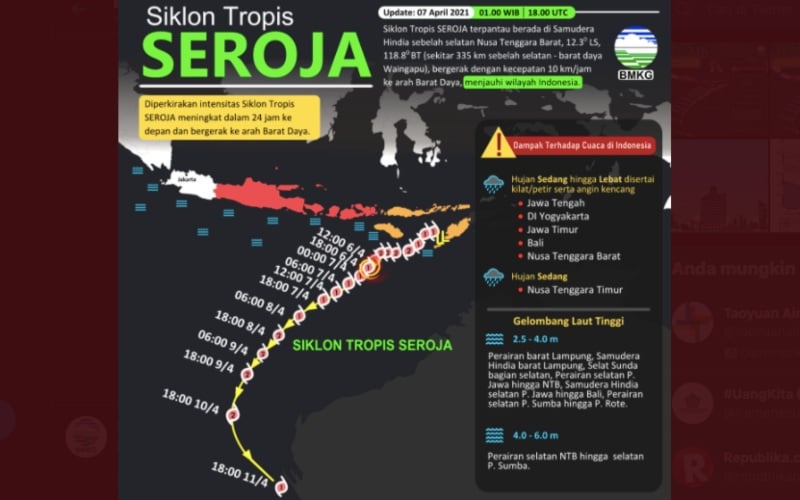  Dampak Siklon Seroja Masih Ada, Terasa di NTB Hingga Jawa Tengah