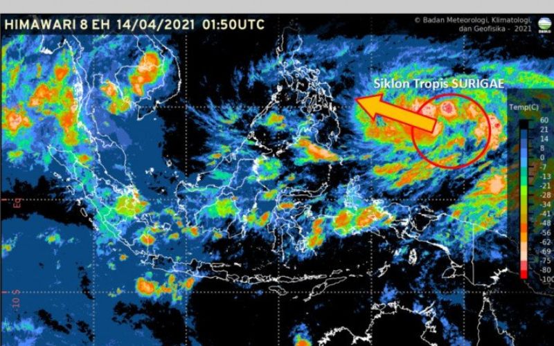  BMKG Prediksi Siklon Tropis Surigae Berkembang Jadi Topan, Lusa