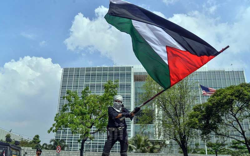  Aksi Bela Palestina, Kedutaan Amerika Serikat di Jakarta Digeruduk Demonstran