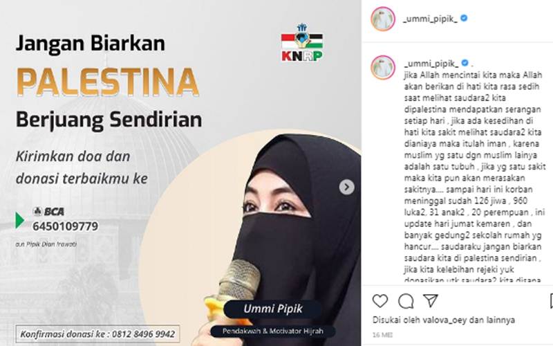  Penipu Incar Penggalangan Dana, Ini Pengalaman Ummi Pipik Saat Bantu Palestina