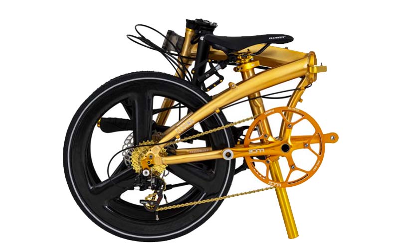 Element Folding Bike Ecosmo Gold Edition 11 Speed Velg Carbon. /Element