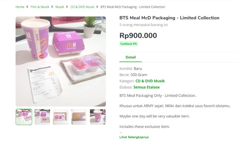  Bungkus BTS Meal McD Dijual dengan Harga Tidak Masuk Akal