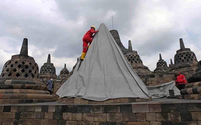  Aman Dari Ancaman Erupsi Merapi, Penutup Candi Borobudur Kembali Dibuka