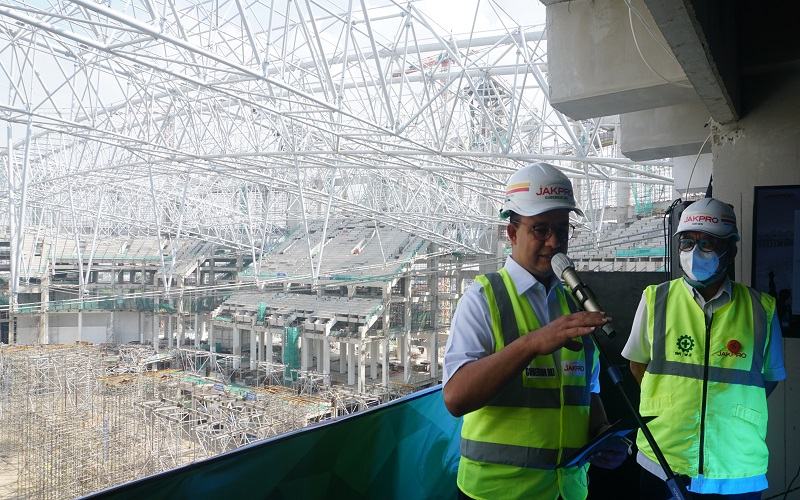  Wow! WEGE Lifting Atap Jakarta International Stadium Seberat 3.900 Ton