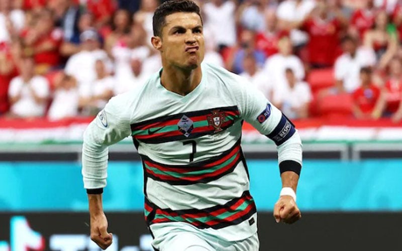 Kapten Timnas Cristiano Ronaldo setelah menjebol gawang Hungaria di Euro 2020 di Budapest./UEFA.com