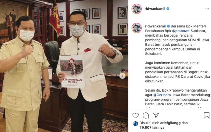  Gubernur Ridwan Kamil Temui Menhan Prabowo Subianto, Bahas Apa?