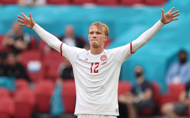  Cetak dua Gol, Dolberg Jadi Pemain Terbaik di Laga Wales vs Denmark