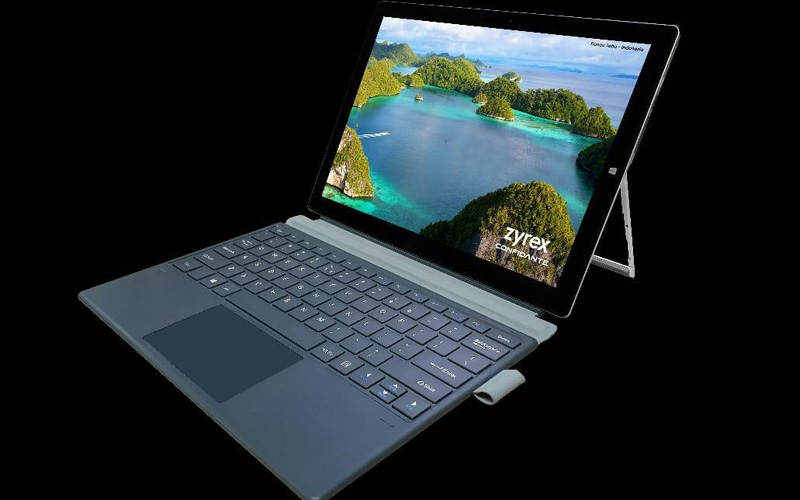 Tampilan Zyrex Confidante yang merupakan perpaduan laptop dan tablet. /Istimewa