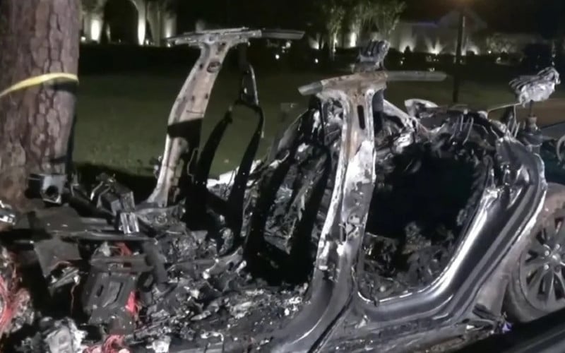 Kecelakaan mobil Tesla Model S di Texas. /KPRC2 Houston.