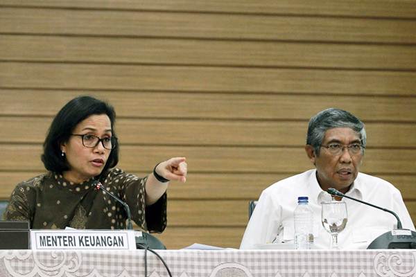 Menteri Keuangan Sri Mulyani Indrawati (kiri) dan Mantan Wakil Menteri Mardiasmo, di Jakarta, Senin (16/4/2018)./JIBI-Dwi Prasetya 