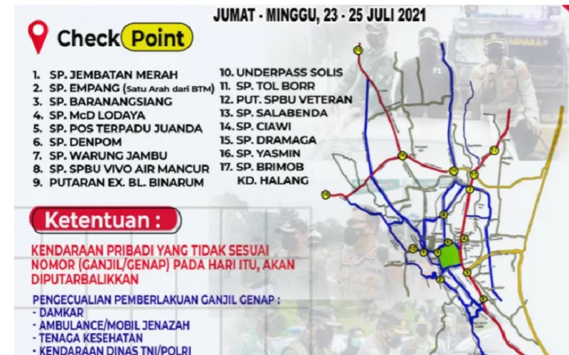  Mulai 23 Juli, Ini Daftar 17 Lokasi Penyekatan Ganjil Genap di Kota Bogor