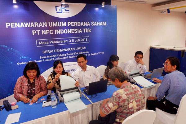 Suasana penawaran umum perdana saham PT NFC Indonesia Tbk di Jakarta, Selasa (3/7/2018)./JIBI-Nurul Hidayat