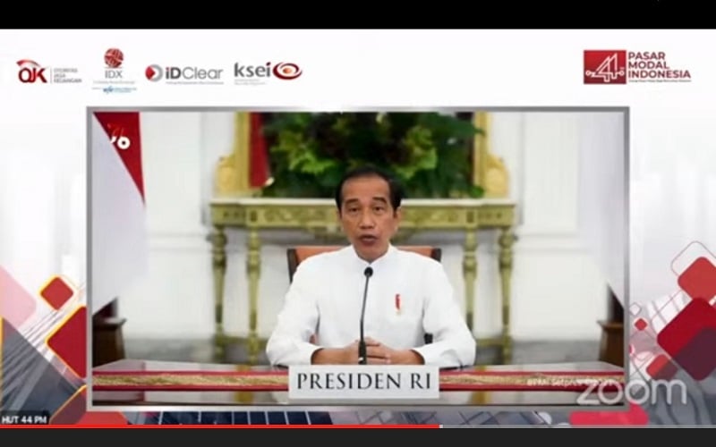 Presiden RI Joko Widodo saat kata sambutan HUT-44 Pasar Modal Indonesia, Selasa (10/8/2021)/Istimewa