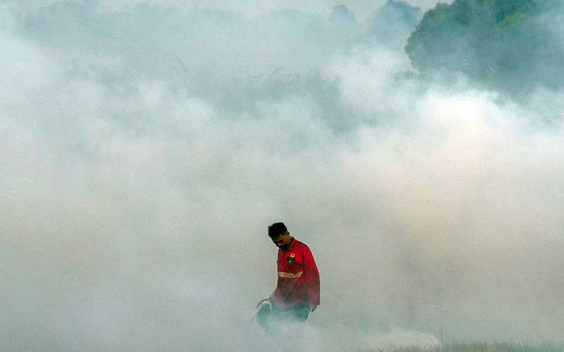  Petugas Gabungan Masih Berusaha Memadamkan Kebakaran Lahan di Sumatra Selatan