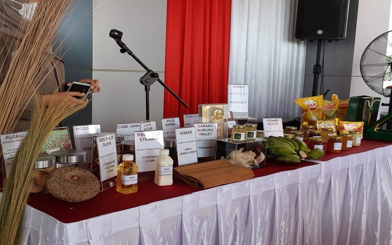 Sejumlah produk komoditas pertanian Kaltim yang dipamerkan saat Merdeka Ekspor, Sabtu (14/8/2021)./Bisnis-Muhammad Mutawallie Sya'rawie