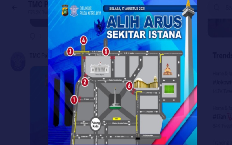  Upacara 17 Agustus di Istana Merdeka, Polisi Tutup Sejumlah Jalan 