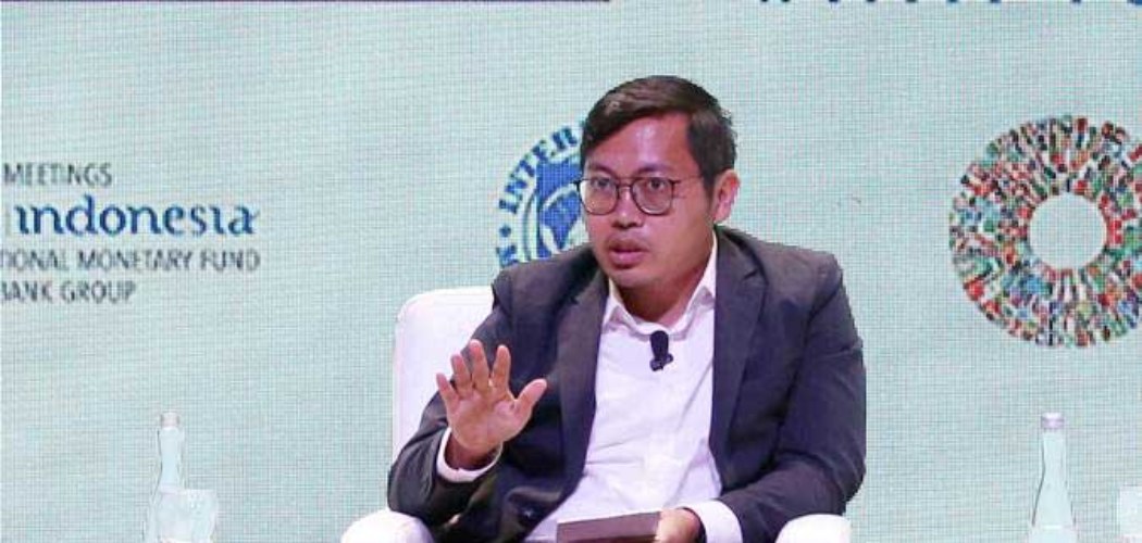 Achmad Zaky saat menjadi panelis dalam acara Youth at Work IMF Youth Dialogue, di Nusa Dua, Bali, Selasa (9/10/2018). - Bisnis/Abdullah Azzam