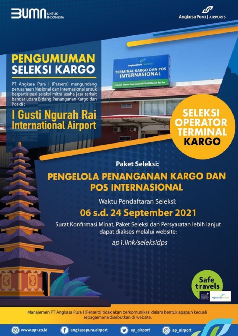  Dukung Pertumbuhan Kargo Nasional, Angkasa Pura I Buka Seleksi Mitra Pengelola Kargo dan Pos di Dua Bandara