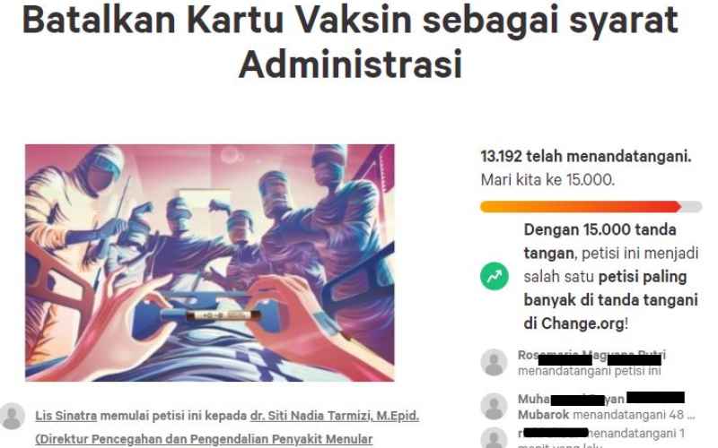  Ditujukan kepada Jokowi, Ini Alasan Petisi \'Batalkan Kartu Vaksin\' Dibuat