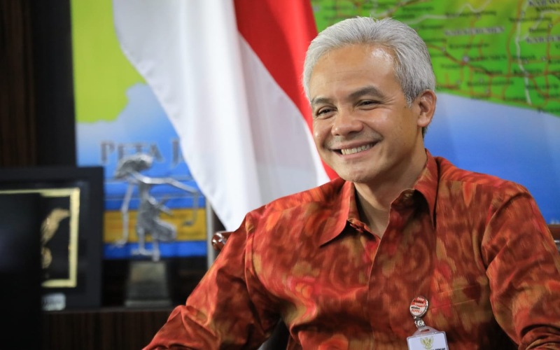 Gubernur Jateng Ganjar Pranowo saat memberikan paparan dalam acara pelepasan tim Jelajah Investasi Jabar Jateng 2021, Selasa (31/8/2021). Acara ini diselenggarakan oleh Bisnis Indonesia untuk memetakan potensi investasi di Jawa Barat dan Jawa Tengah. - Foto: Istimewa