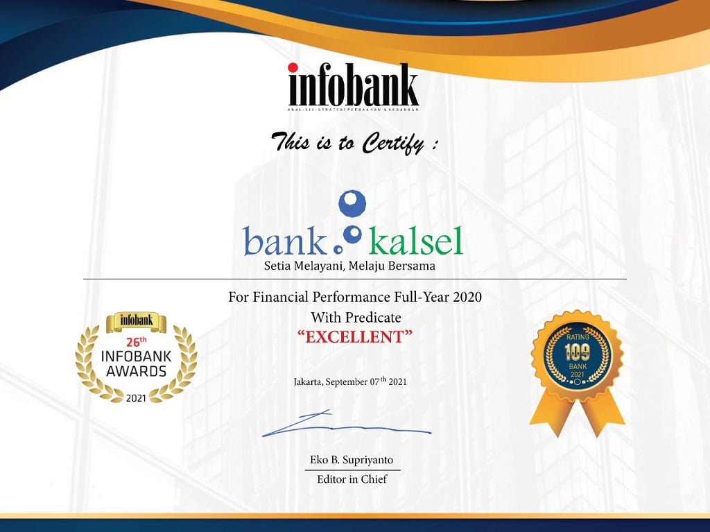  Bank Kalsel Kembali Ukir Prestasi Melalui Infobank Awards 2021