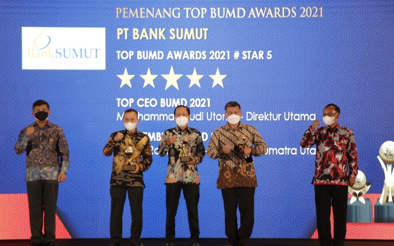  Bank Sumut Sabet Bintang 5 Top BUMN Penghargaan Top BUMD Awards 2021 