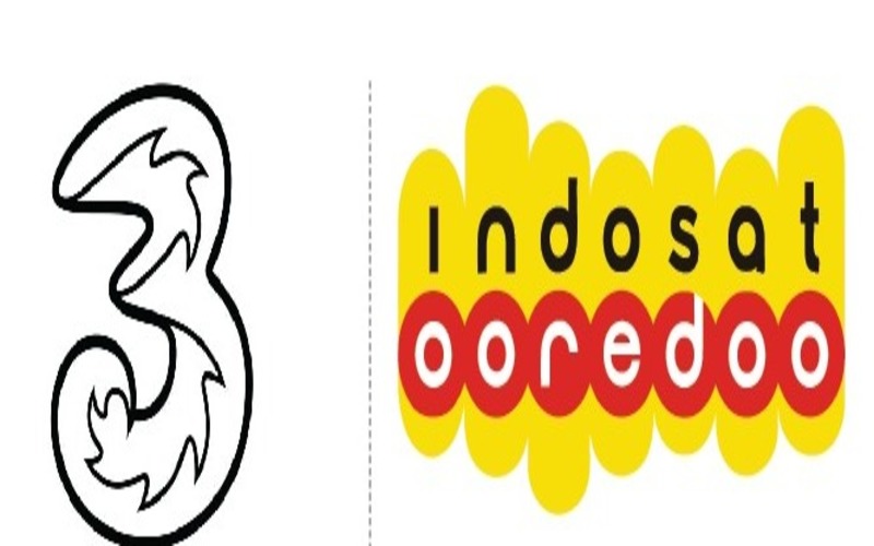 Logo Tri Indonesia dan Indosat