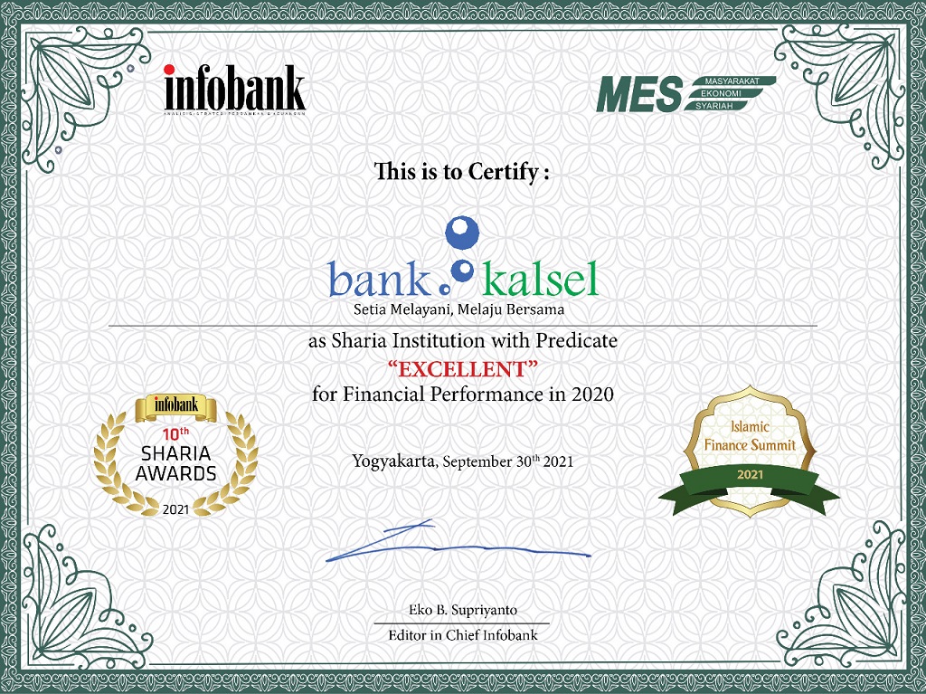  UUS Bank Kalsel Raih Infobank Sharia Award 2021