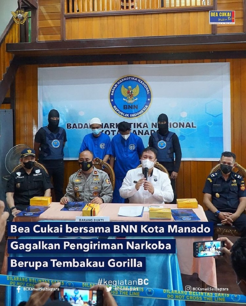  Bea Cukai dan BNN Kota Manado Gagalkan Upaya Transaksi Tembakau Gorila Lewat Instagram