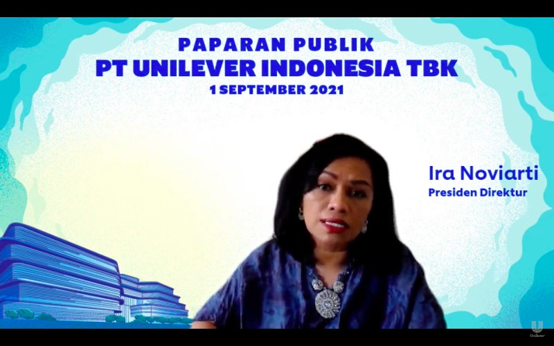 Presiden Direktur PT Unilever Indonesia Tbk. (UNVR) Ira Noviarti dalam paparan publik perseroan, Rabu (1/9/2021)./Dwi Nicken Tari