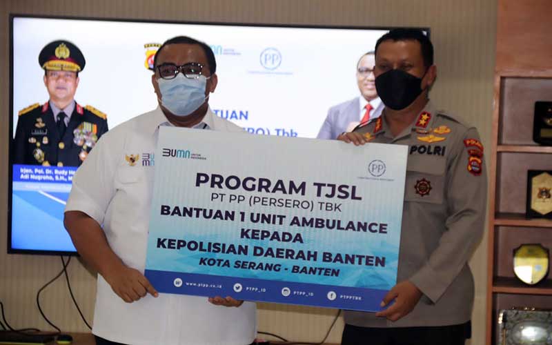  PT PP (Persero) Tbk. Serahkan Satu Unit Mobil Ambulance Kepada Polda Banten