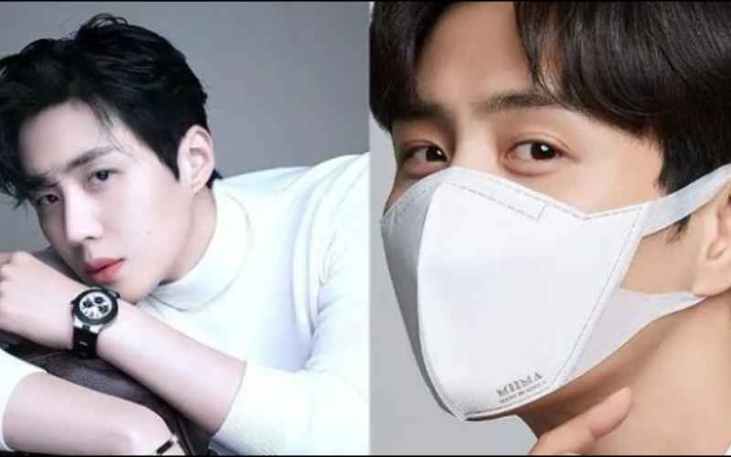Brand masker pasang foto Kim Seon Ho yang lakukan kerja sama dengan pihaknya.