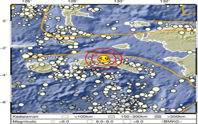  Gempa Magnitudo 5,9 Guncang Maluku Tengah, Tidak Berpotensi Tsunami