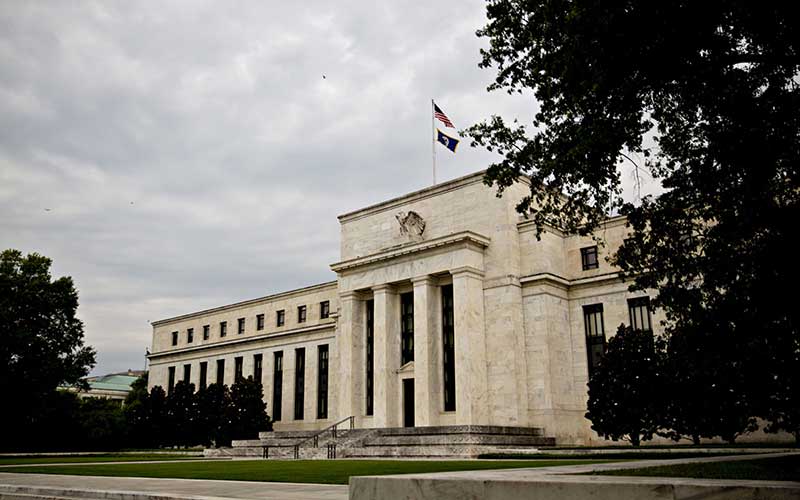 Gedung bank central Amerika Serikat atau The Federal Reserve di Washington, Amerika Serikat, Selasa (13/8/2019). Bloomberg/Andrew Harrer