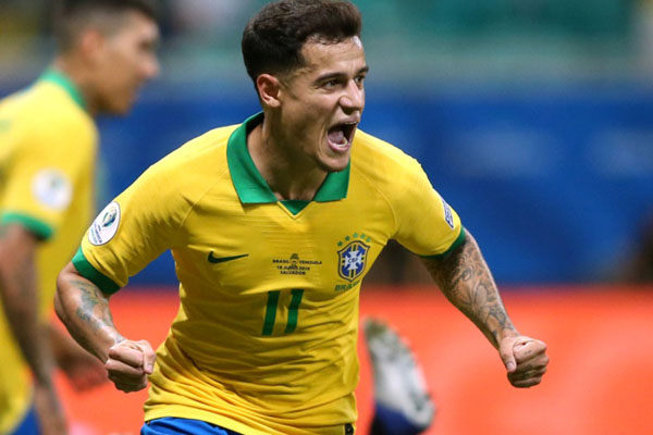 Penyerang Brasil Philippe Coutinho./Reuters-Rodolfo Buhrer