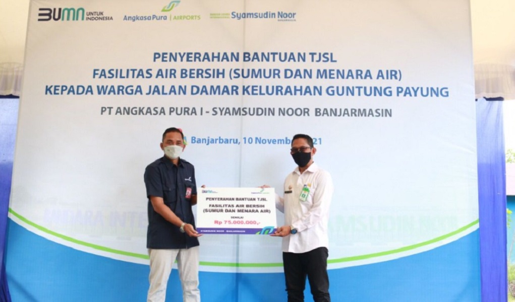  Guntung Damar Tidak Lagi Sulit Air Bersih, Angkasa Pura I Buat Sumur dan Menara Air