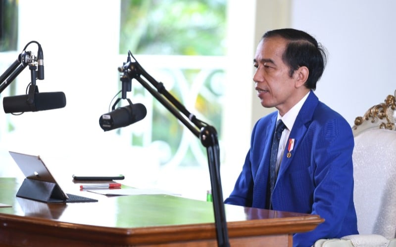 Presiden Joko Widodo menghadiri Konferensi Tingkat Tinggi (KTT) ke-11 ASEAN-PBB yang diselenggarakan secara virtual./Biro Pers Sekretariat Presiden-Lukas