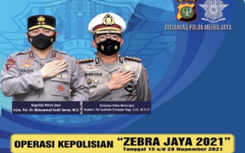 Tangkapan layar - Polda Metro Jaya menggelar Operasi Zebra Jaya 2021 muklai hari ini, Senin (15/11/2021). JIBi/Bisnis-Nancy Junita @Twitter TMC Polda Metro Jaya