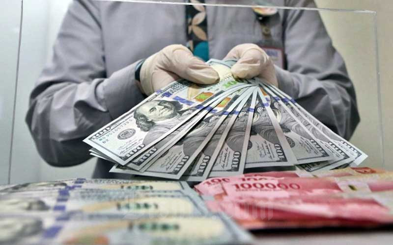 Karyawan menghitung dolar AS di Jakarta, Rabu (18/11/2020). Bisnis/Eusebio Chrysnamurti