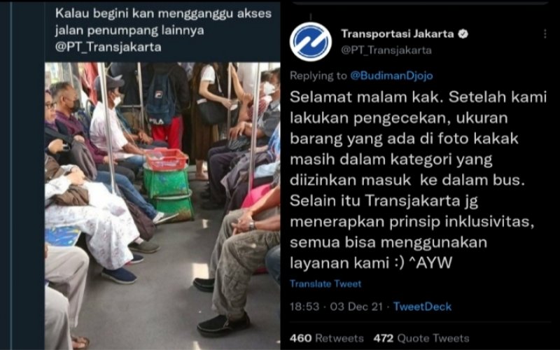  Viral di Twitter, Ini Aturan Lengkap Barang yang \'Tidak Menganggu\' di Bus Transjakarta