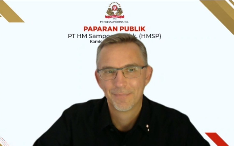 Presiden Direktur PT HM Sampoerna Tbk. (HMSP) Mindaugas Trumpaitis saat paparan publik, Kamis (9/9/2021). Bisnis-Dwi Niken Tari.