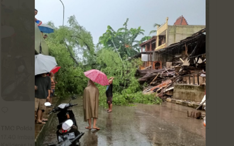  Jakarta Diguyur Hujan Lebat, Foto-Foto Pohon Tumbang di Kalimalang dan Permata Hijau